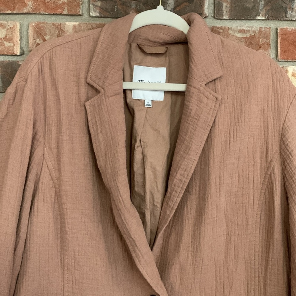 Madewell Relaxed Women's Larsen Cotton Linen 1X Button Front Blazer Jacket EUC - Picture 7 of 15